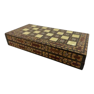 Middle Eastern Mosaic Wooden Inlaid Marquetry Box for Game Chess and Backgammon