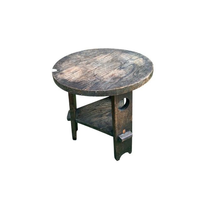 Early 20th Century Antique Arts and Crafts Two-Tiered Side Table Tabouret or Plant Stand in the Manner of Gustav Stickley For Sale - Image 5 of 12