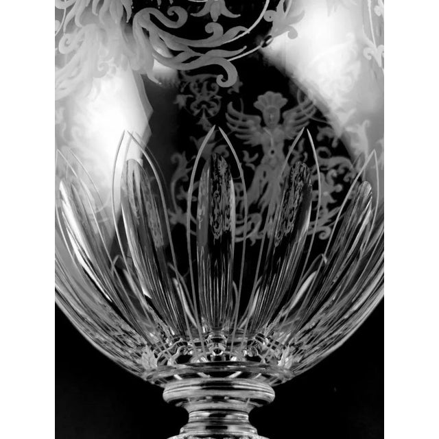 Large Italian Baroque Style Crystal Vase with Engravings, 1983 For Sale - Image 10 of 13