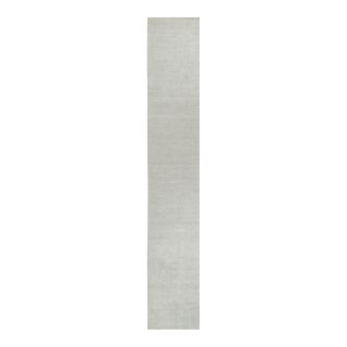 2010s Rug & Kilim’s Plain Modern Rug in Solid Silver-Gray Tone-on-Tone - 3x18 For Sale