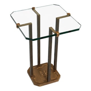 Vintage Side Table in Glass and Bronze by Peter Ghyczy, 1970s For Sale