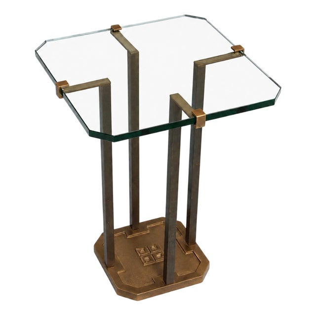 Vintage Side Table in Glass and Bronze by Peter Ghyczy, 1970s For Sale