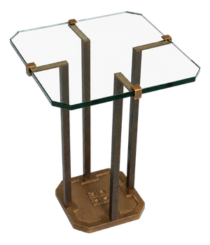 Vintage Side Table in Glass and Bronze by Peter Ghyczy, 1970s