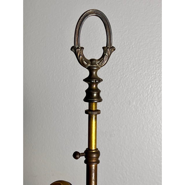 Antique French Neoclassical Tall Columnar Gilt Iron Two Light Table Lamp For Sale - Image 14 of 17