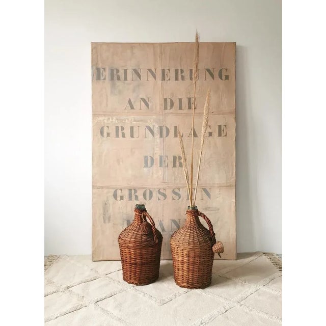 Green Vintage Wine Balloon with Raffia Basket, Italy, 1950s For Sale - Image 8 of 12