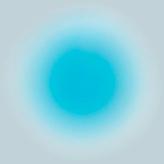 Contemporary Colourful Art Prints Set of 4 Pc Sun Blue, Green, Orange, Teal by Angela Cameron For Sale - Image 4 of 7