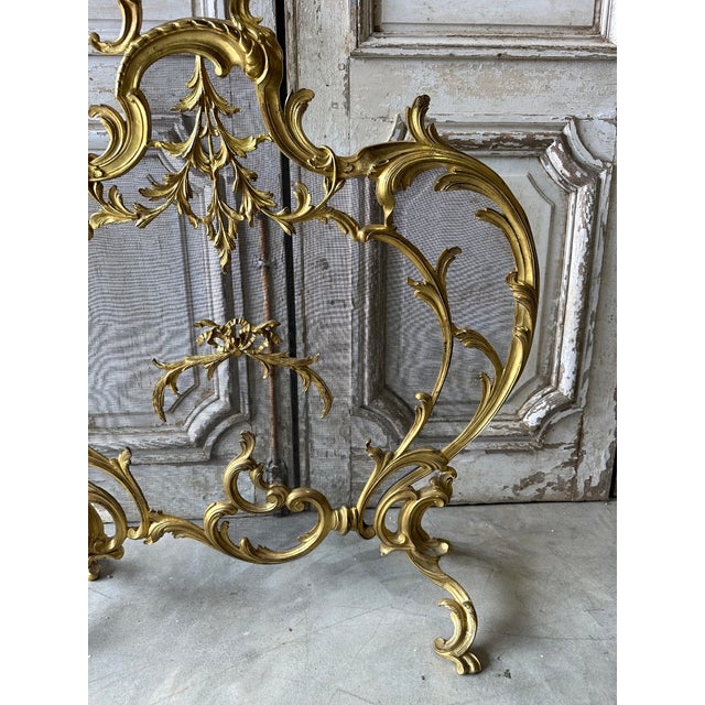 Metal Gilt Bronze Fire Screen, France, 1900 For Sale - Image 7 of 11