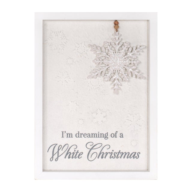 Capture the magic of the season with this Dreaming of a White Christmas snowflake framed sign, a beautifully serene...