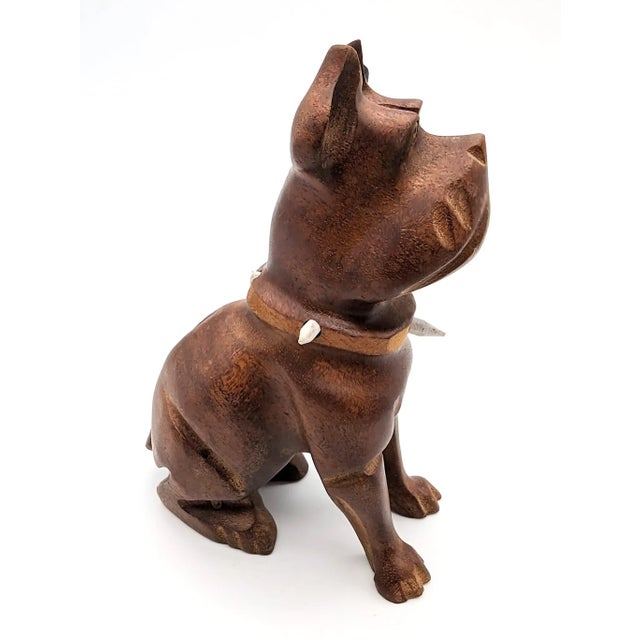 Wood Mid 20th Century German Wood Chiseled Dog Figurine For Sale - Image 7 of 11