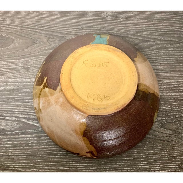 Modern 1986 Studio Multicolor Large Ceramic Bowl - Signed and Dated For Sale - Image 3 of 4