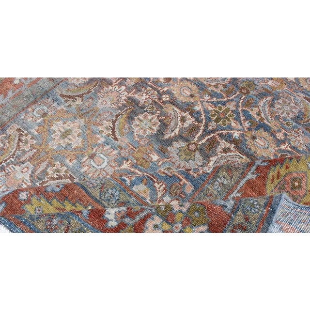 Antique Persian Malayer Gallery Runner With Allover Floral Motifs in Faded Blue For Sale - Image 11 of 12