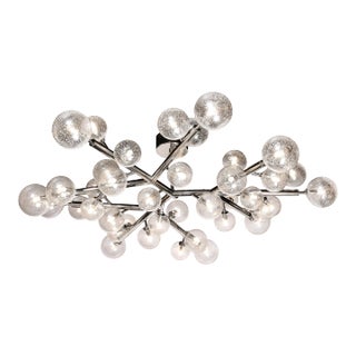 Custom Exclusive Polished Nickel & Murano Glass Molecular Snowflake Chandelier For Sale