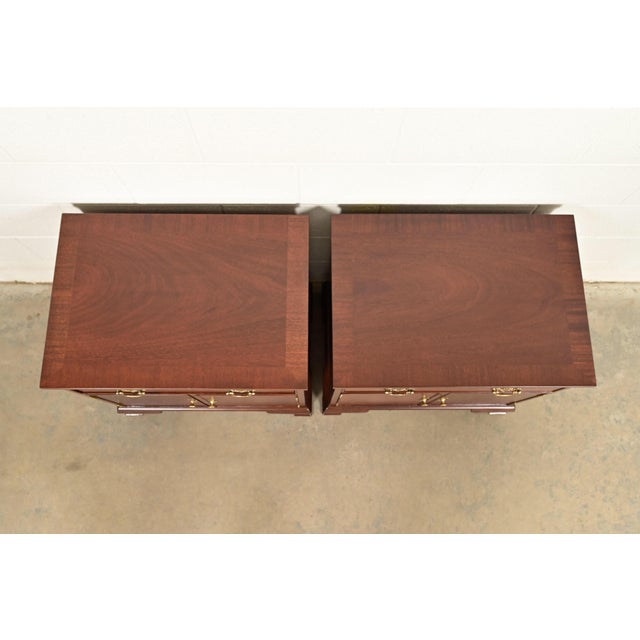 Baker Furniture Chippendale Carved Mahogany Nightstands, Newly Refinished For Sale - Image 12 of 15