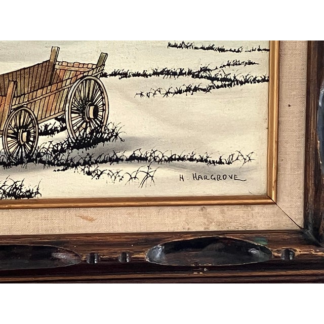 Vintage Winter Farm Landscape Oil by H. Hargrove For Sale - Image 4 of 9