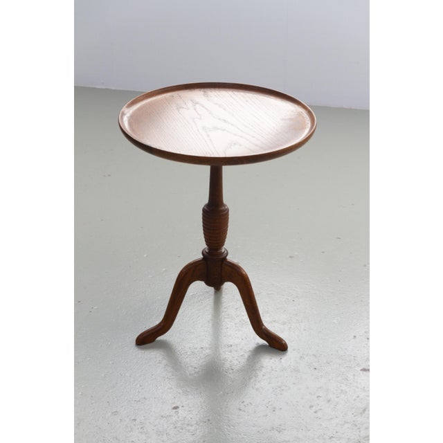 Danish Round Tripod Side Table in Stained Oak by Anton Kildeberg, 1960s For Sale - Image 6 of 17
