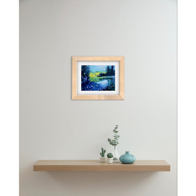 Contemporary Water Garden Reflections, Impressionist Oil Landscape For Sale - Image 3 of 6