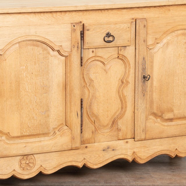 Brown 20th Century Long Bleached Oak Sideboard Buffet From Belgium For Sale - Image 8 of 16