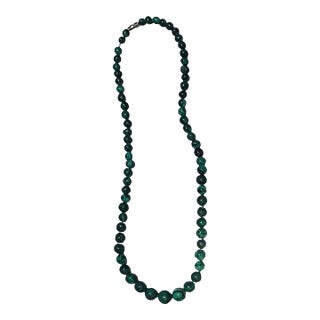 Vintage Hand Strung All Malachite Necklace 22" For Sale