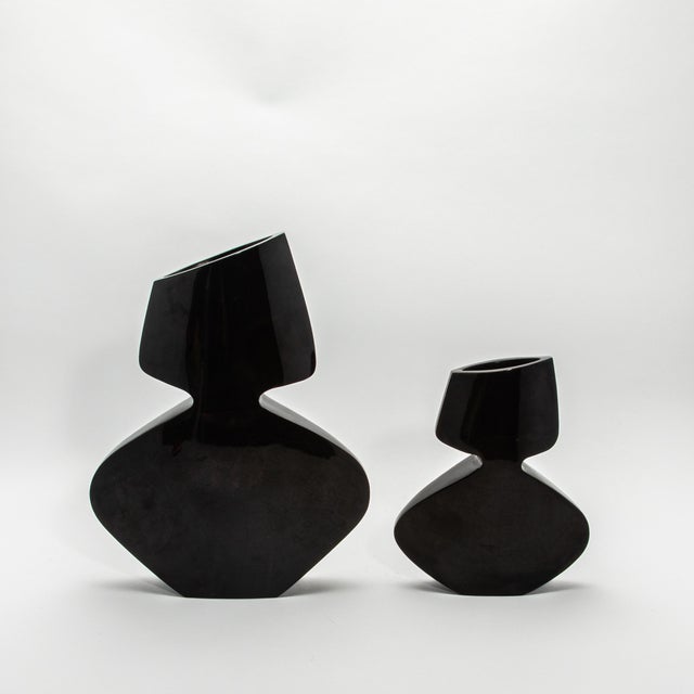 Modern Sculptural Vase in Black Shell by R&y Augousti For Sale - Image 9 of 11