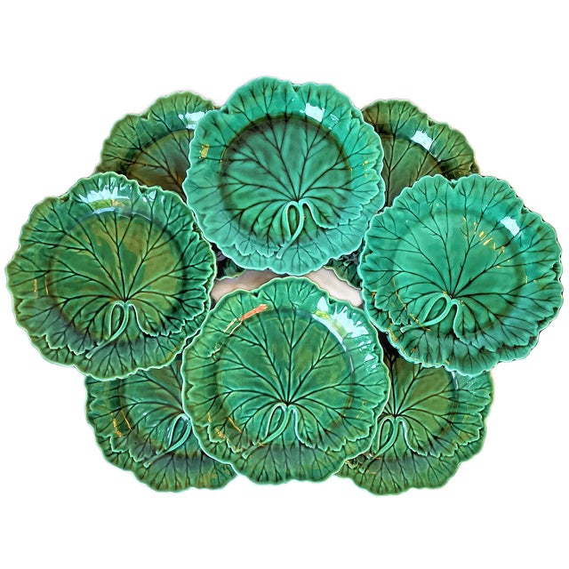 1950s Vintage English Wedgwood Majolica Plates - Set of 8 For Sale - Image 5 of 9