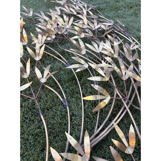 Mid-Century Modern Curtis C Jere 1982 Bamboo Leaves Brass Wall Art Sculpture For Sale - Image 3 of 6