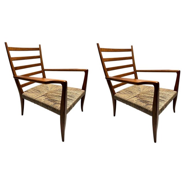 Mid-Century Sculptural Armchairs in Wood and Rope from Gio Ponti, Italy, 1940s, Set of 2 For Sale - Image 11 of 11