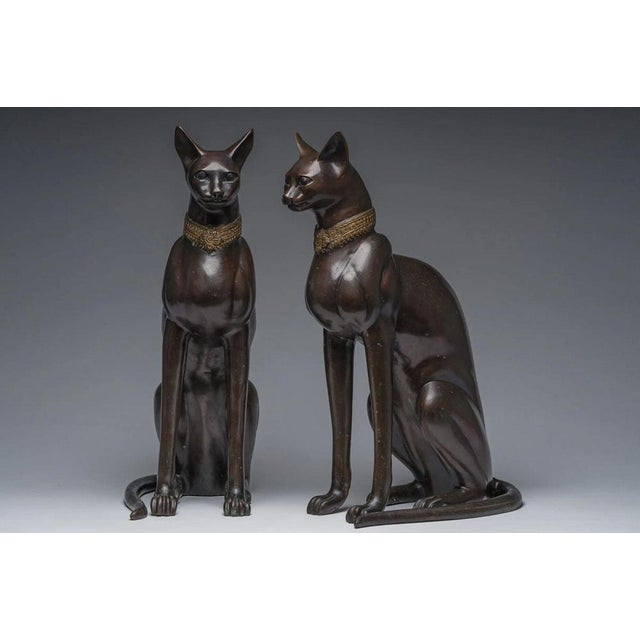 Vintage French Bronze Cats, 1970, Set of 2 For Sale - Image 6 of 12