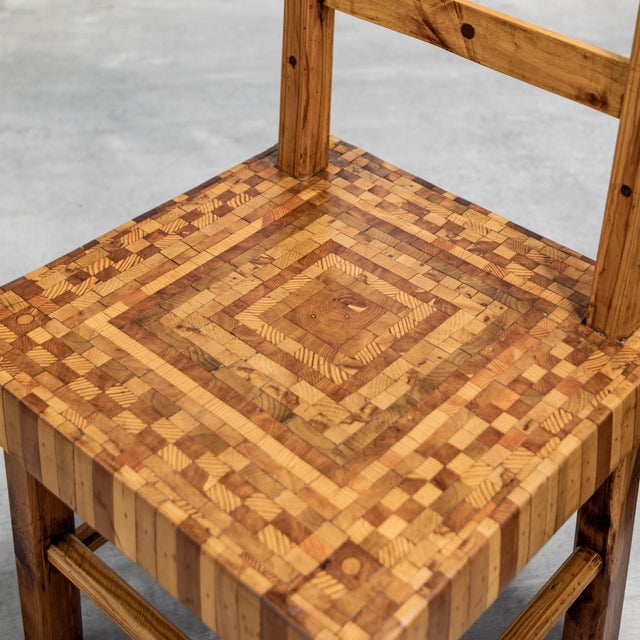 Brown Late 20th Century American Folk Art Parquet Chairs For Sale - Image 8 of 10