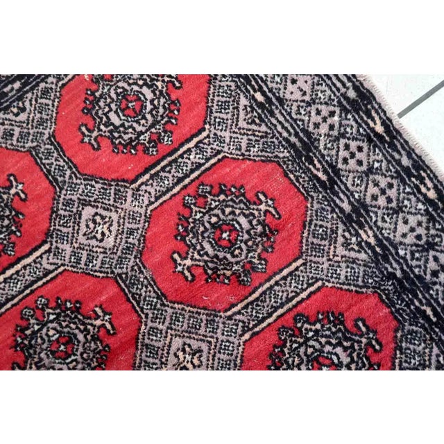 Red 1970s Handmade Vintage Uzbek Bukhara Rug 2.7' X 4.1' For Sale - Image 8 of 12