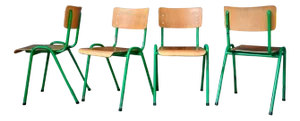 Large Vintage Industrial Stackable Chairs, Set of 4