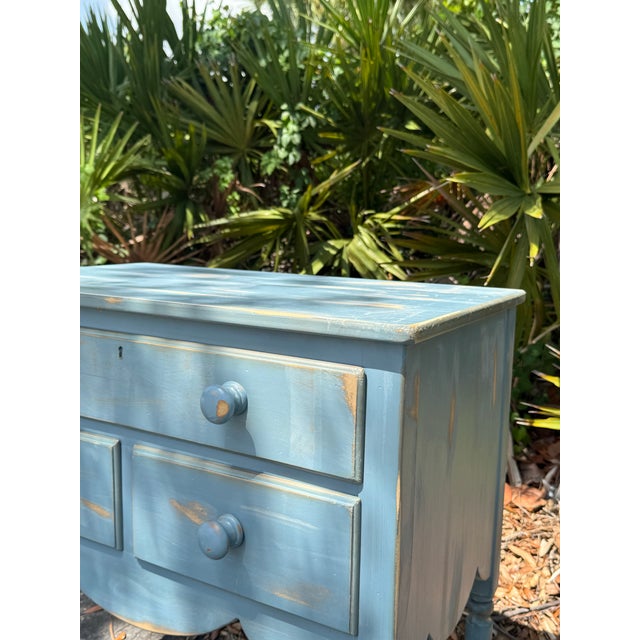 Blue Vintage Lexington Painted Blue Accent Chest / Side Table With Three Drawers For Sale - Image 8 of 12