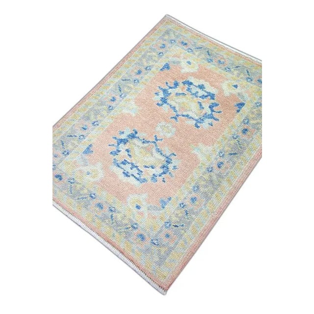 Turkish Oriental Hand Knotted Rug Turkish Oushak 2'4" x 3'2" For Sale - Image 3 of 3