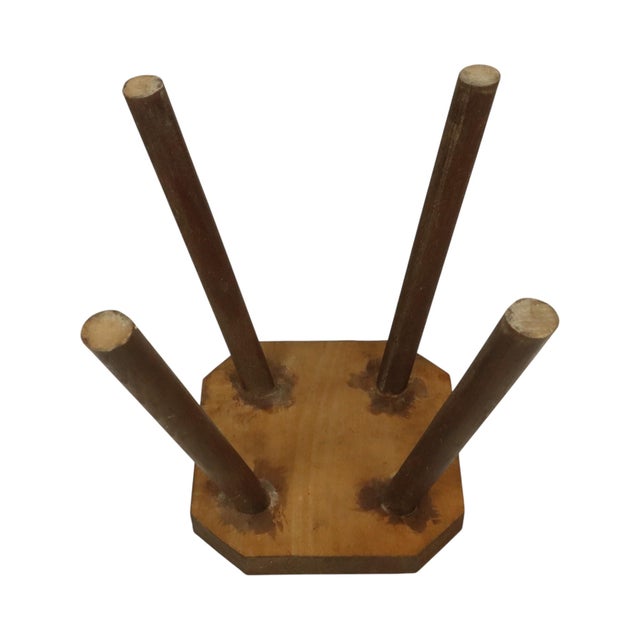 Brutalist Rustic Wood Milk Stool For Sale - Image 5 of 15