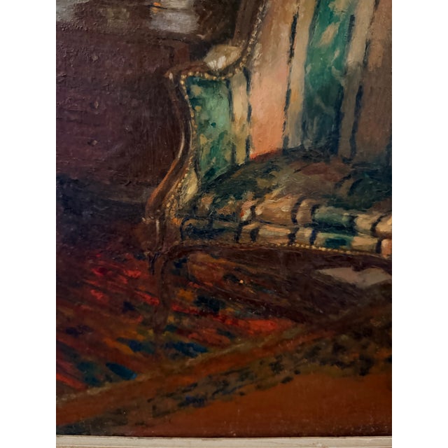 The School of Paris Interior Parisian Signed by Charles Martin Sauvaigo (1881-1970 Nice) Oil on Panel, 1940, France. For Sale - Image 3 of 12