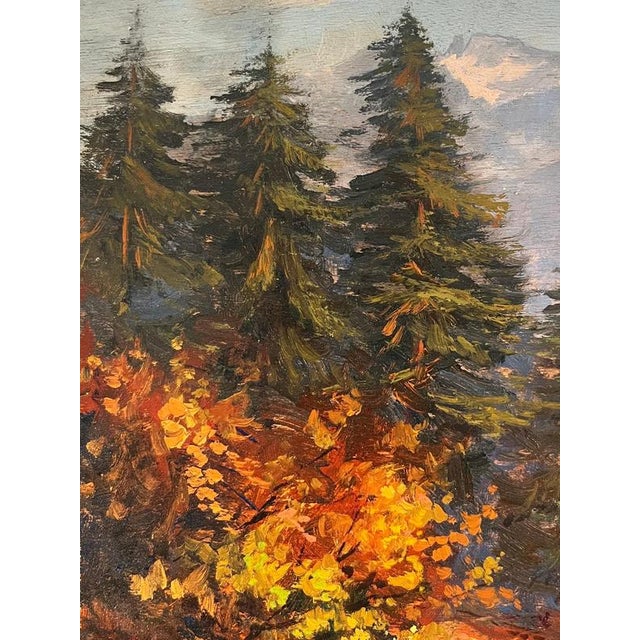 Modern Charles Parisod, Lake and Mountains, 1925, Oil on Wood Panel For Sale - Image 3 of 13