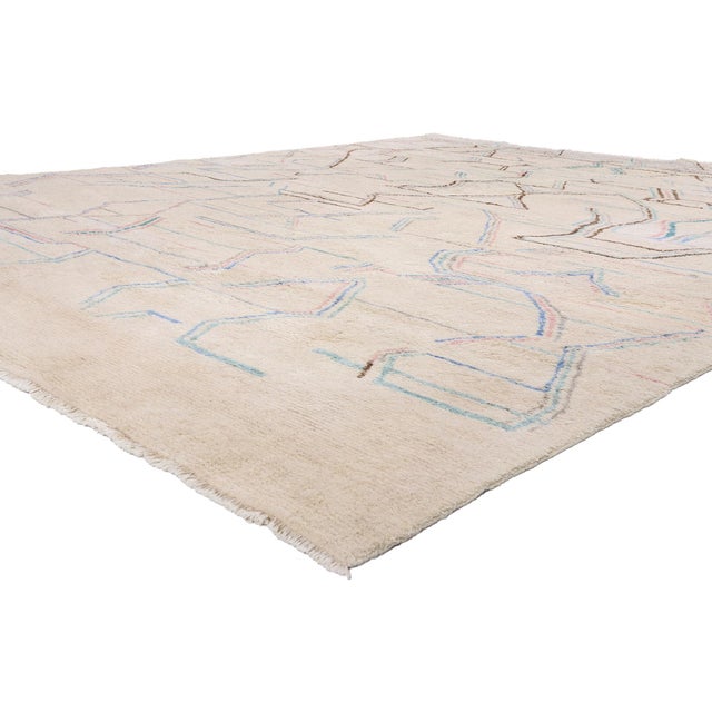 79529 Organic Bauhaus Moroccan Rug, 10'05 x 13'01. A Quiet Rhythm: Organic Bauhaus Moroccan Masterpiece of Architectural...
