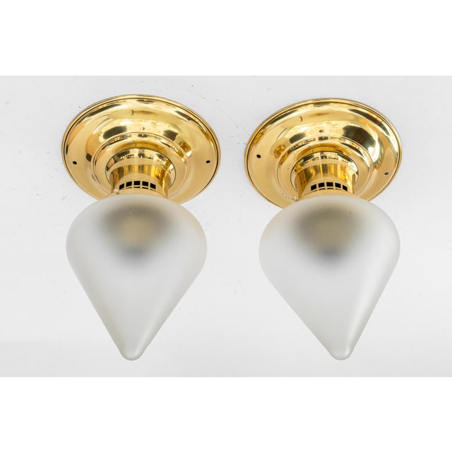 Ceiling Lamps with Glass Shades, Vienna, 1920s, Set of 2 For Sale - Image 3 of 16