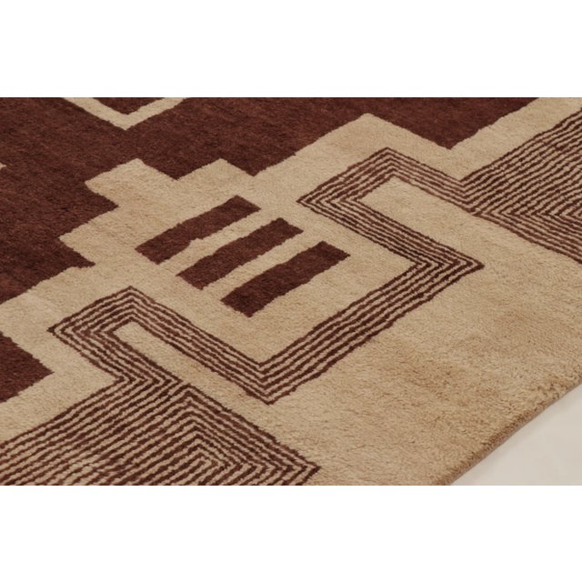 Art Deco Contemporary Art Deco Style Wool Rug in Chocolate Brown by Rug & Kilim, India For Sale - Image 3 of 10
