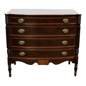 1920s Kittinger Mahogany 4-Drawer Bow-Front Chest