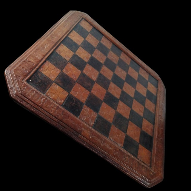 Handcrafted Leather Chessboard, Set of 33 For Sale - Image 10 of 12