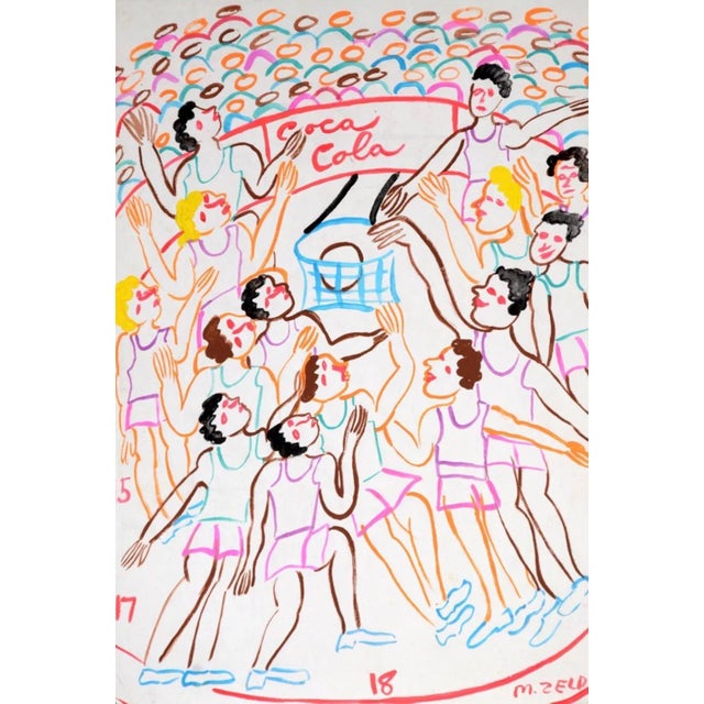 MALCAH ZELDIS ''Basketball'', 1988, gouache on paper Hand signed and dated bottom right, titled in pencil on paper verso...