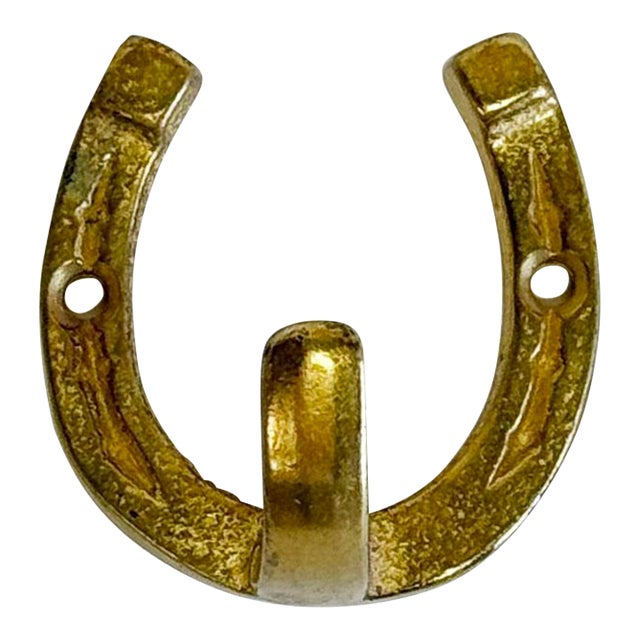 Vintage Brass Horseshoe Wall Hook For Sale