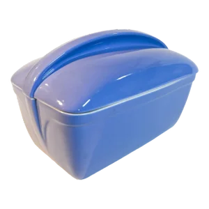 1940s American Art Deco Hall China Co. Blue Refrigerator Dish With Lid