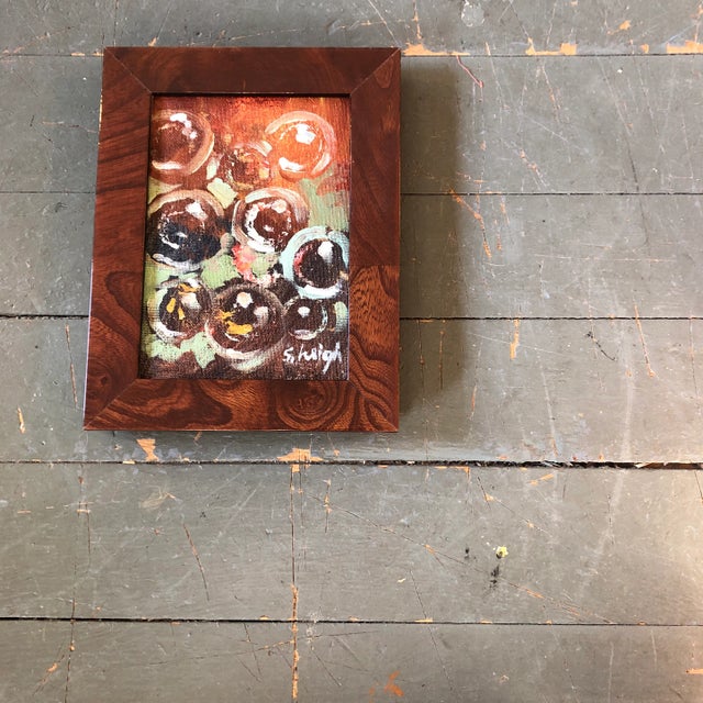 Original Contemporary Stephen Heigh Abstract Painting “Bubble’s “ Vintage Frame Signed For Sale - Image 4 of 4