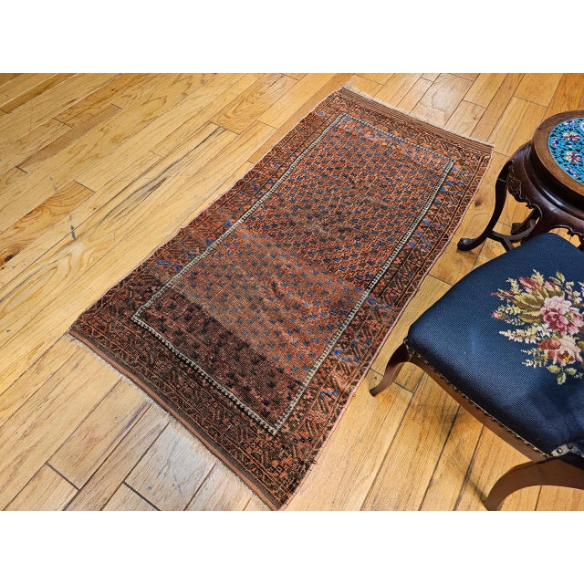 Late 19th Century 19th Century Turkmen Yomut Area Rug in Allover Geometric Pattern in Dark Red, Brown, French Blue For Sale - Image 5 of 18