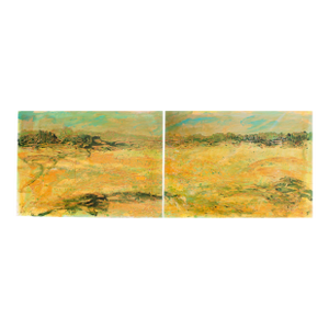 S1980s “Savannah” Abstract Acrylic Landscape Diptych by Harry Hilson