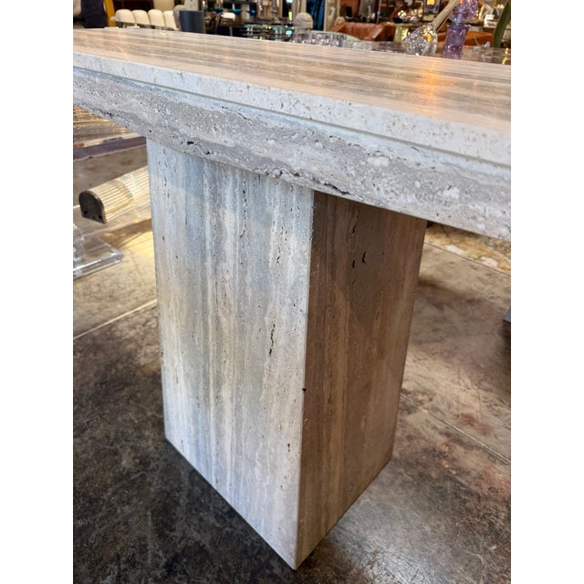 Italian Travertine Console Table, 1970s For Sale - Image 10 of 12