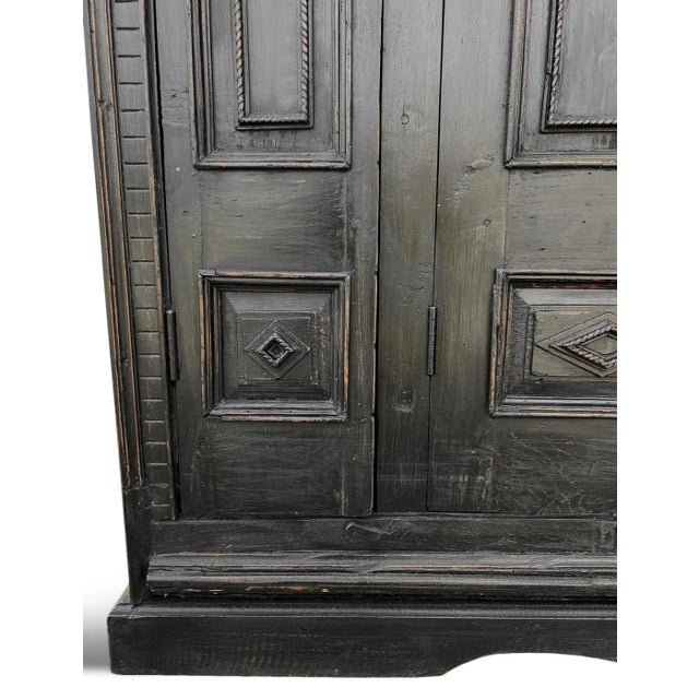 Mid 20th Century Vintage Black Narrow Storage Cabinet For Sale - Image 4 of 5