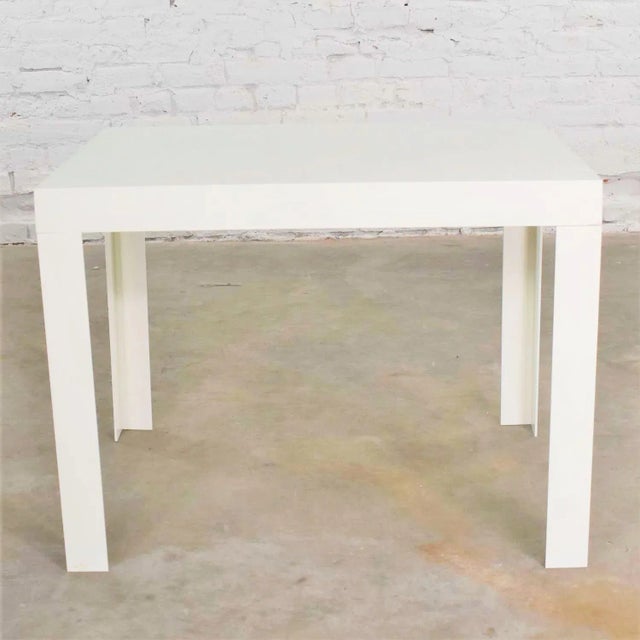 Vintage Modern White Molded Plastic Rectangular Parsons Style Side Table Style Syroco or Kartell For Sale - Image 13 of 13