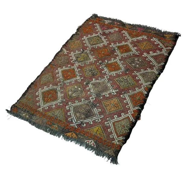 1960s Small Anatolian Turkish Kilim Rug For Sale - Image 5 of 11